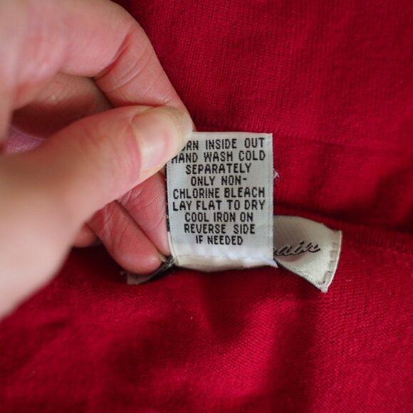 Vintage Grannycore Y2K Christmas Red Gold Detail Sweater Once Again Sz Medium - Picture 3 of 14